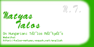 matyas talos business card